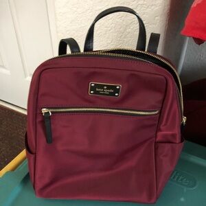 Kate Spade Maroon Backpack with Gold Accents